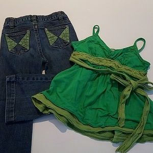 🔴Toddler Green Jean Set